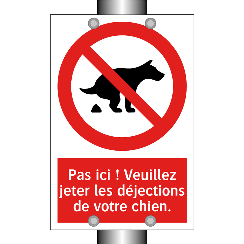 Pas ici ! Veuillez jeter les déjections de votre chien.