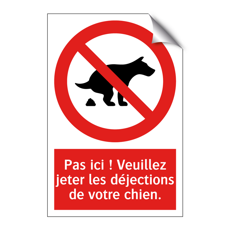 Pas ici ! Veuillez jeter les déjections de votre chien.