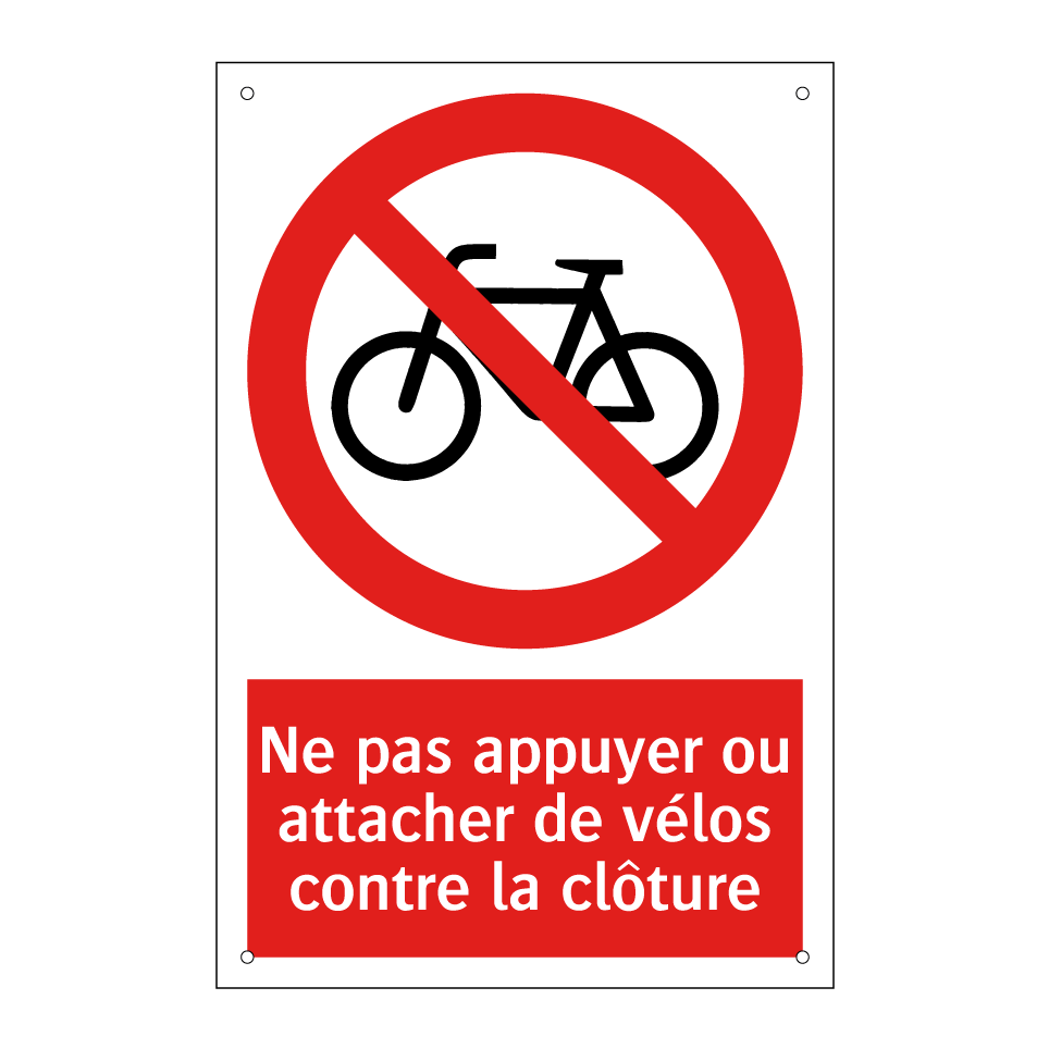 Ne pas appuyer ou attacher de vélos contre la clôture