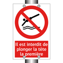 Il est interdit de plonger la tête la première