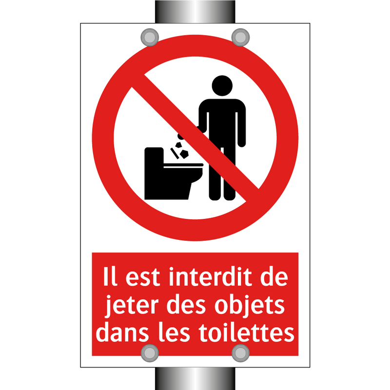 Il est interdit de jeter des objets dans les toilettes