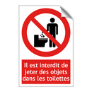 Il est interdit de jeter des objets dans les toilettes