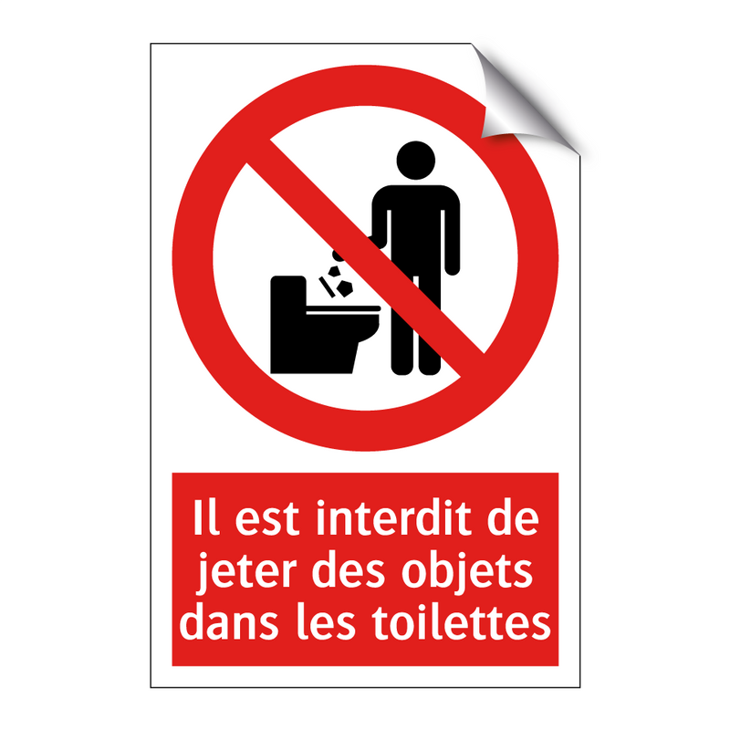Il est interdit de jeter des objets dans les toilettes
