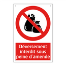 Déversement interdit sous peine d'amende