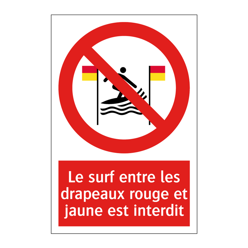 Le surf entre les drapeaux rouge et jaune est interdit