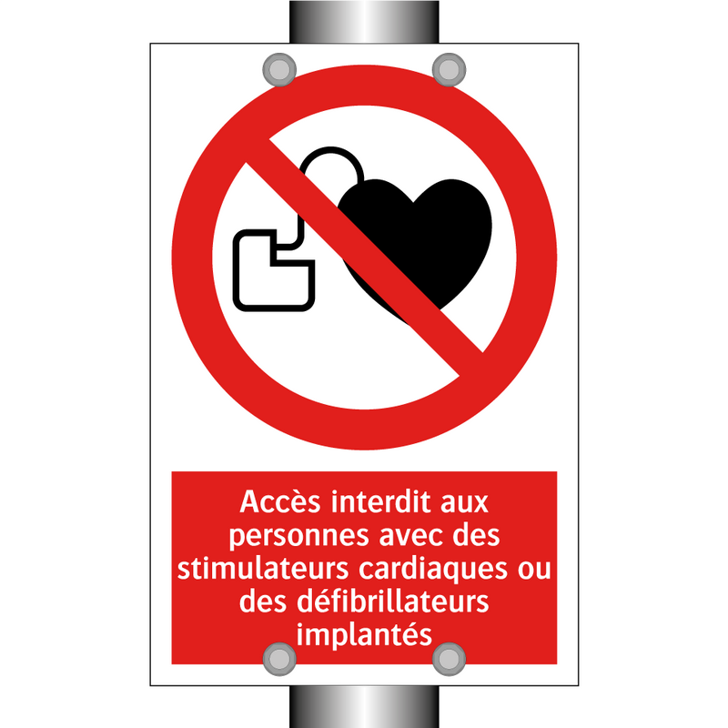 Accès interdit aux personnes avec des stimulateurs cardiaques ou des défibrillateurs implantés