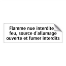 Flamme nue interdite : feu, source d'allumage ouverte et fumer interdits