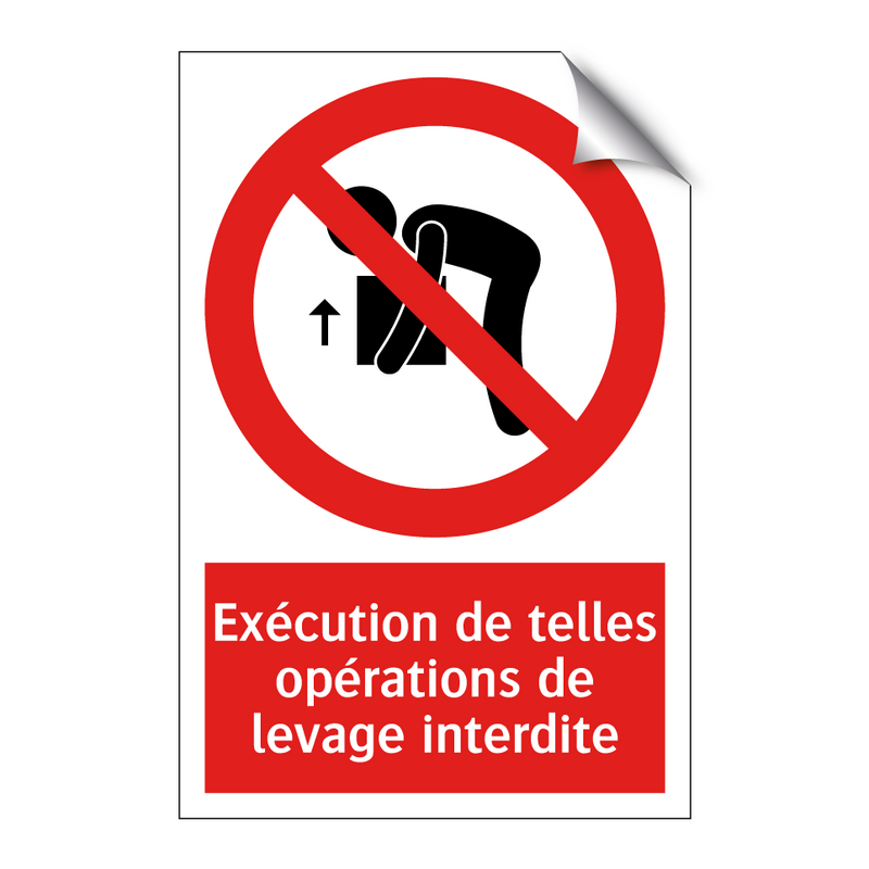 Exécution de telles opérations de levage interdite