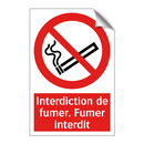 Interdiction de fumer. Fumer interdit