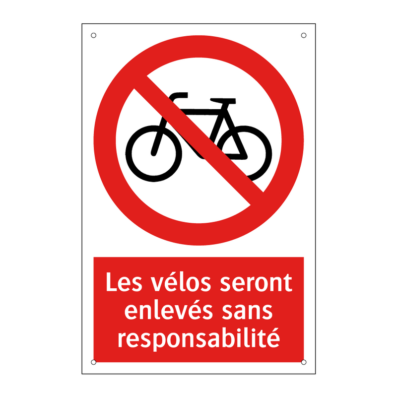 Les vélos seront enlevés sans responsabilité