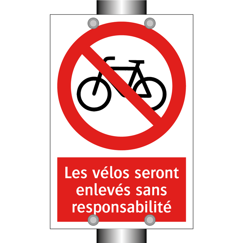 Les vélos seront enlevés sans responsabilité