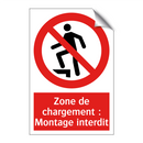 Zone de chargement : Montage interdit