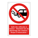 Salle des véhicules à moteur : Attention lors du démarrage des moteurs - Risque d'intoxication !