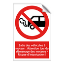 Salle des véhicules à moteur : Attention lors du démarrage des moteurs - Risque d'intoxication !