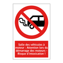 Salle des véhicules à moteur : Attention lors du démarrage des moteurs - Risque d'intoxication !