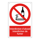 Interdiction d'alcool Interdiction de fumer