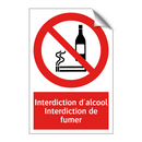 Interdiction d'alcool Interdiction de fumer