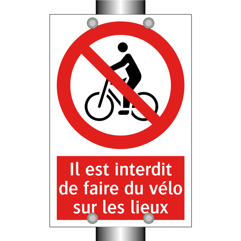 Il est interdit de faire du vélo sur les lieux