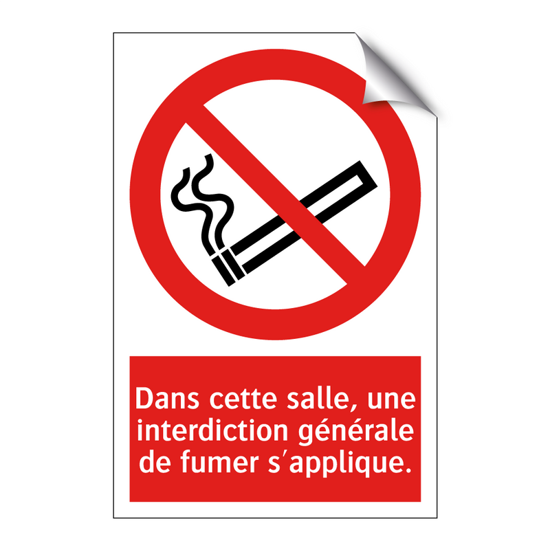 Dans cette salle, une interdiction générale de fumer s'applique.