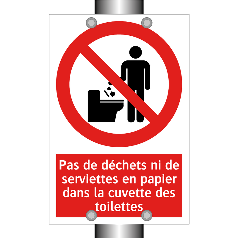 Pas de déchets ni de serviettes en papier dans la cuvette des toilettes