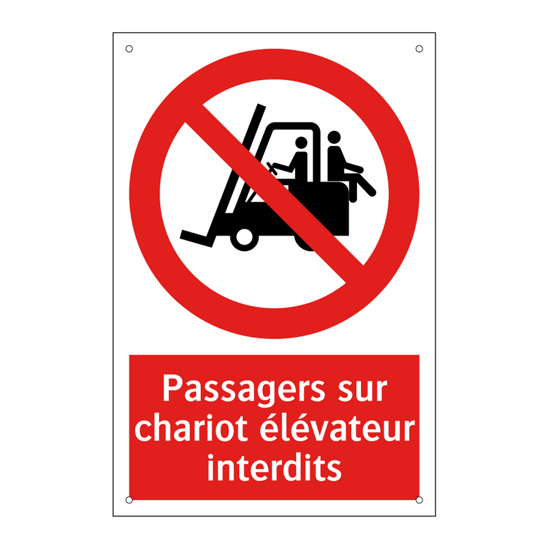 Passagers sur chariot élévateur interdits
