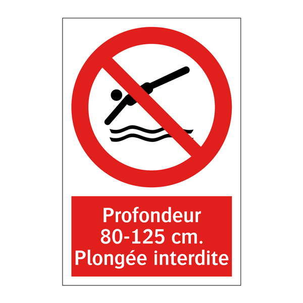 Profondeur 80-125 cm. Plongée interdite
