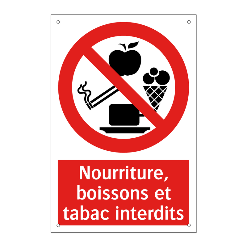 Nourriture, boissons et tabac interdits