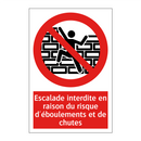 Escalade interdite en raison du risque d'éboulements et de chutes