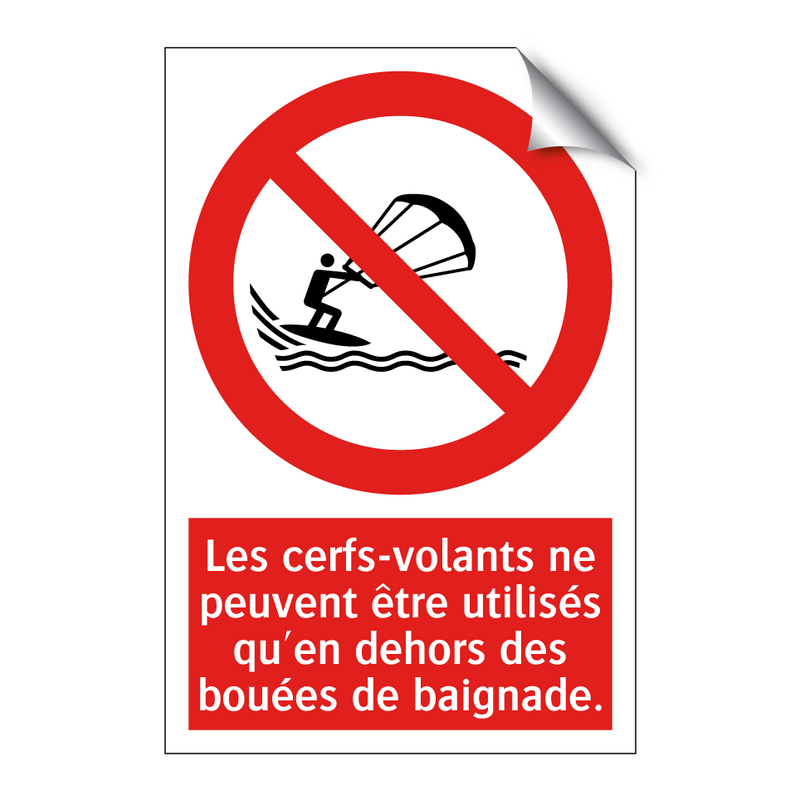 Les cerfs-volants ne peuvent être utilisés qu'en dehors des bouées de baignade.
