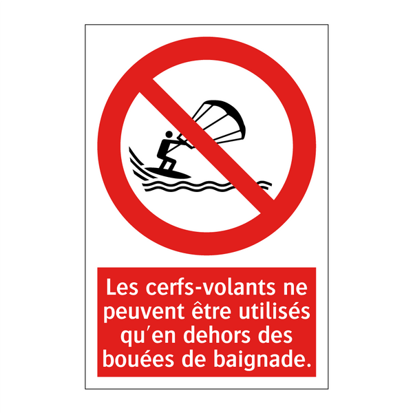 Les cerfs-volants ne peuvent être utilisés qu'en dehors des bouées de baignade.