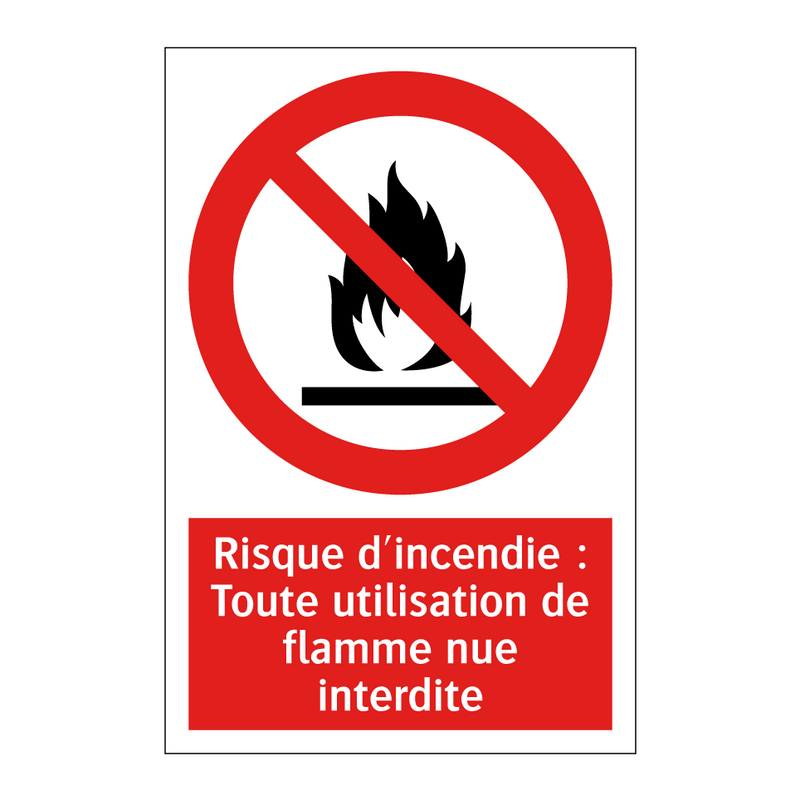 Risque d'incendie : Toute utilisation de flamme nue interdite