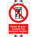 Danger de grue : Escalade non autorisée interdite !