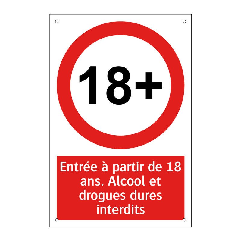 Entrée à partir de 18 ans. Alcool et drogues dures interdits