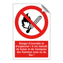 Danger d'incendie et d'explosion ! Il est interdit de fumer et de manipuler des flammes nues ou du feu !