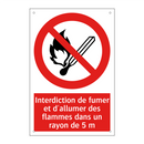 Interdiction de fumer et d'allumer des flammes dans un rayon de 5 m