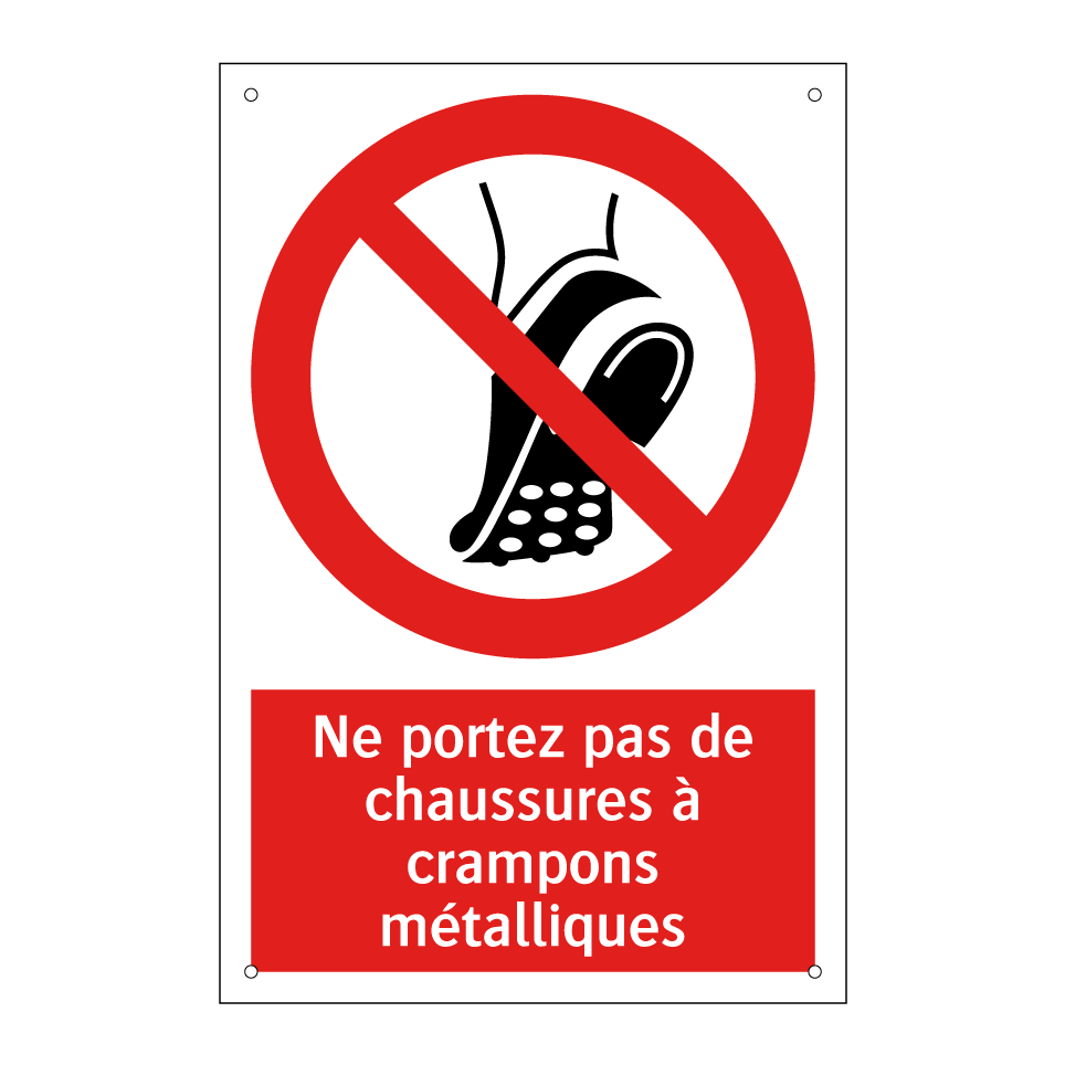 Ne portez pas de chaussures à crampons métalliques