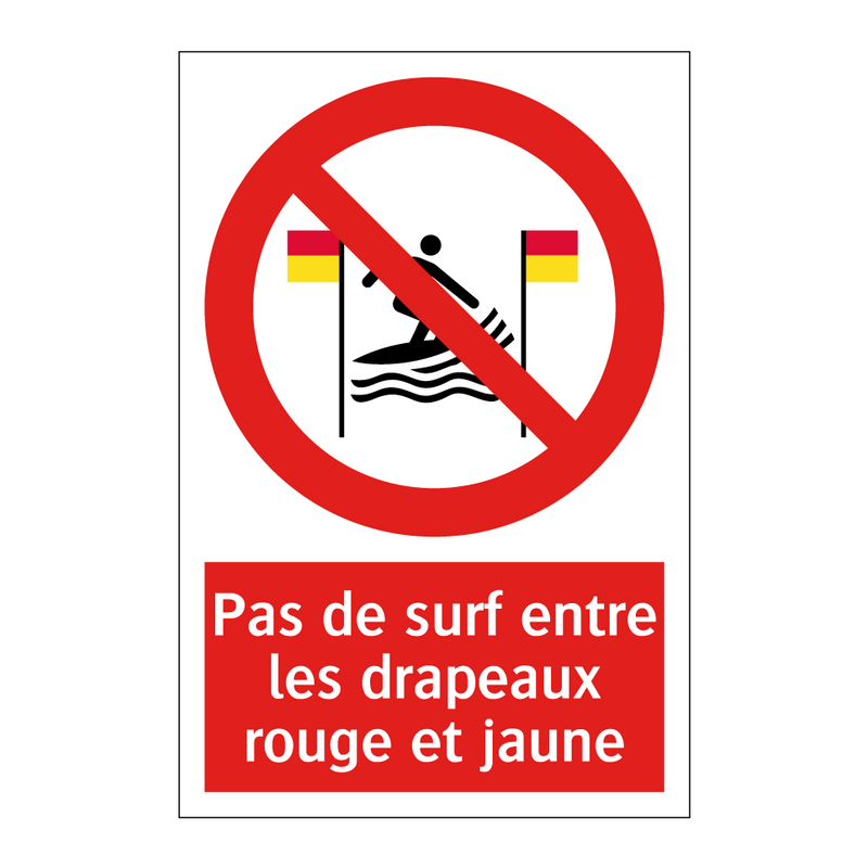 Pas de surf entre les drapeaux rouge et jaune