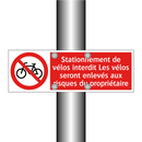 Stationnement de vélos interdit Les vélos seront enlevés aux risques du propriétaire