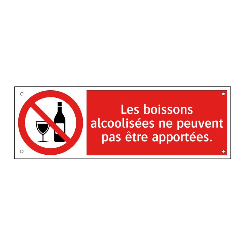 Les boissons alcoolisées ne peuvent pas être apportées.