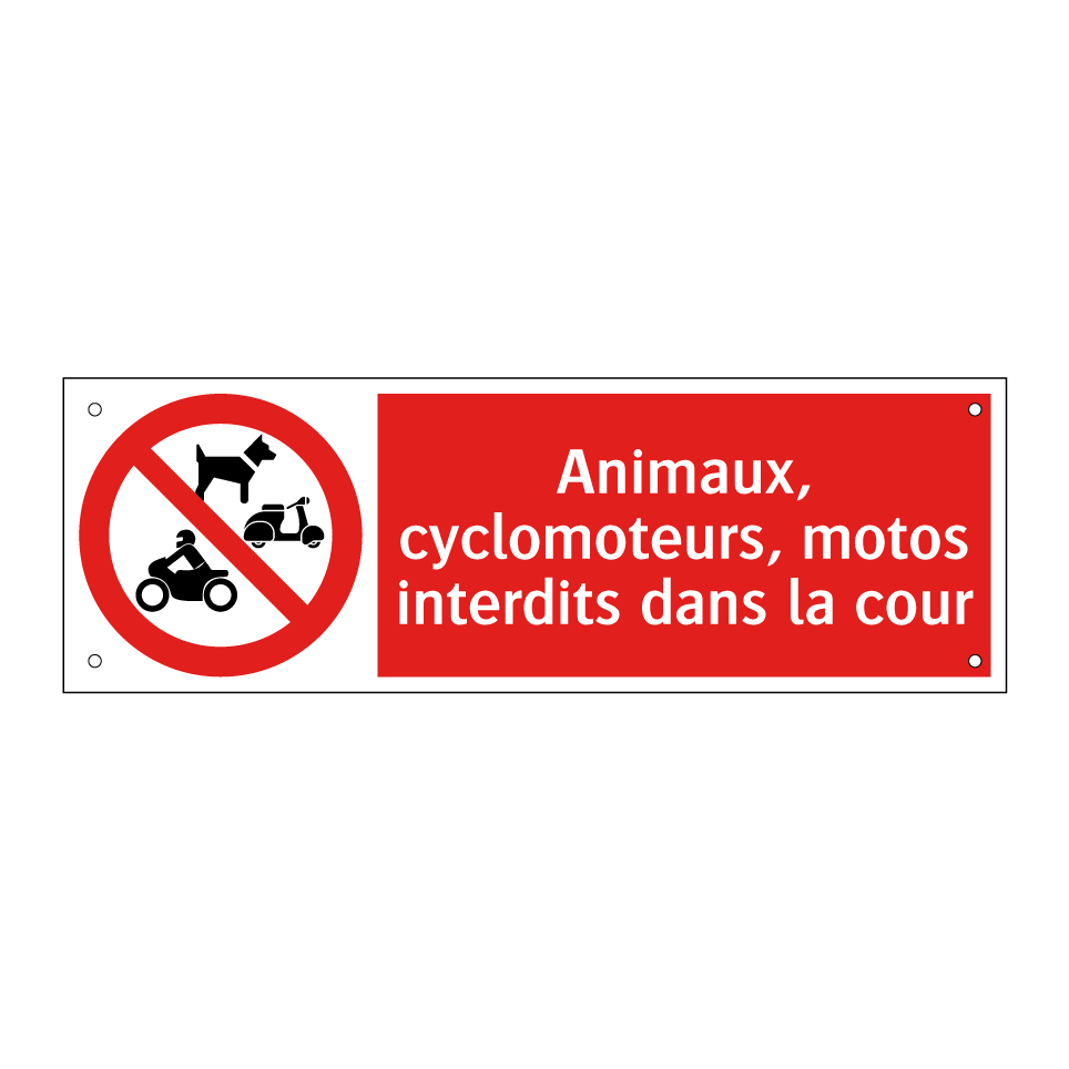 Animaux, cyclomoteurs, motos interdits dans la cour