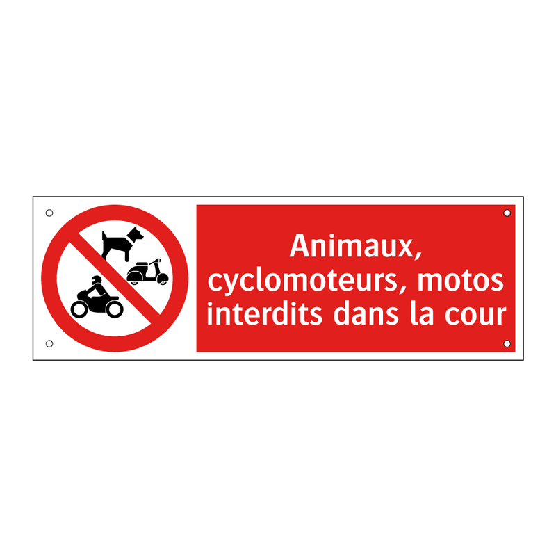 Animaux, cyclomoteurs, motos interdits dans la cour