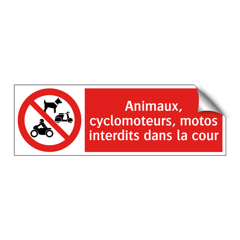 Animaux, cyclomoteurs, motos interdits dans la cour