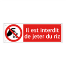 Il est interdit de jeter du riz