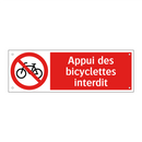 Appui des bicyclettes interdit