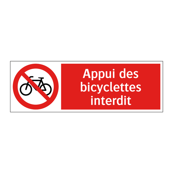 Appui des bicyclettes interdit