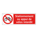 Stationnement ou appui de vélos interdit