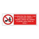 La protection des dunes, c'est la protection côtière ! Veuillez utiliser les sentiers et garder votre chien en laisse !