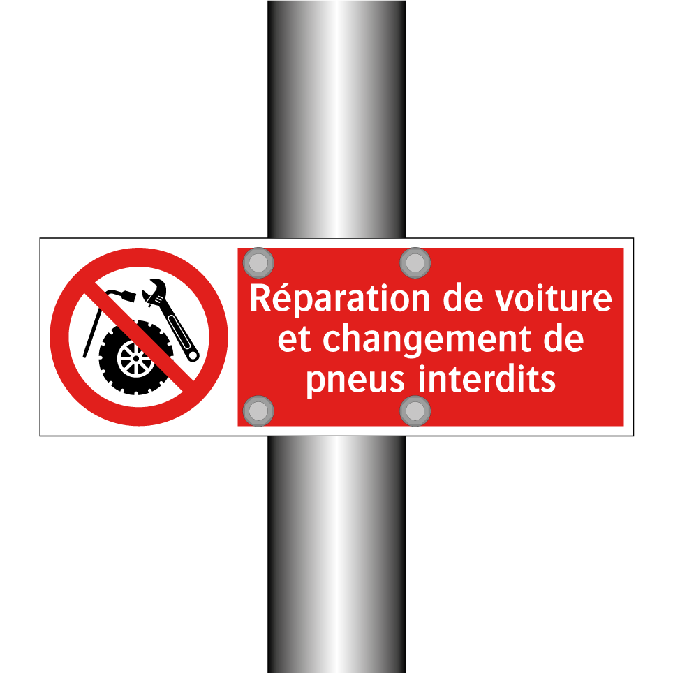 Réparation de voiture et changement de pneus interdits