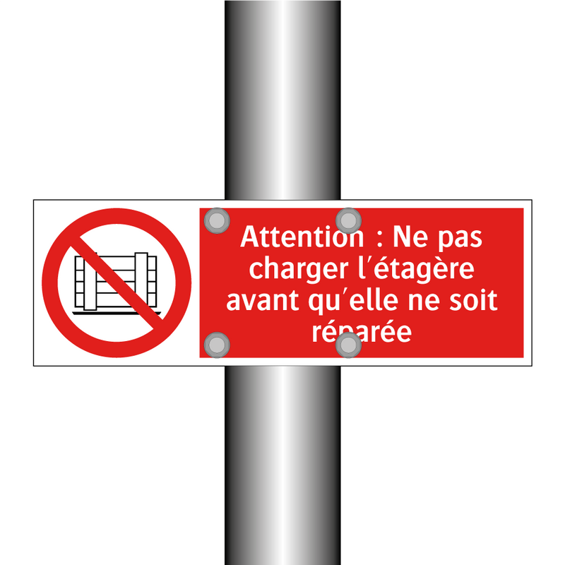 Attention : Ne pas charger l'étagère avant qu'elle ne soit réparée