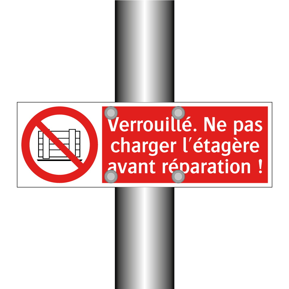 Verrouillé. Ne pas charger l'étagère avant réparation !